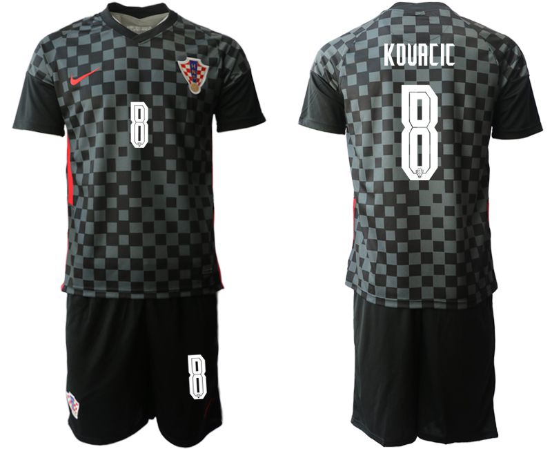 Men 2020-2021 European Cup Croatia away black #8 Nike Soccer Jersey->croatia jersey->Soccer Country Jersey